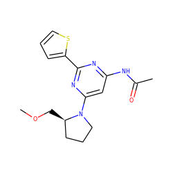 COC[C@@H]1CCCN1c1cc(NC(C)=O)nc(-c2cccs2)n1 ZINC000040847999