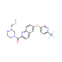 COC[C@@H]1CN(C(=O)c2ccc3cc(Oc4ccc(C(F)(F)F)nc4)ccc3n2)CCN1 ZINC001772642653