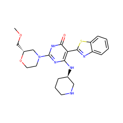 COC[C@@H]1CN(c2nc(N[C@@H]3CCCNC3)c(-c3nc4ccccc4s3)c(=O)[nH]2)CCO1 ZINC001772633875