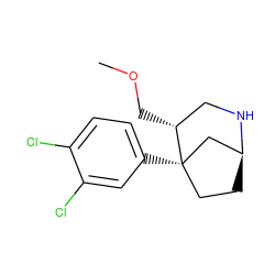 COC[C@@H]1CN[C@H]2CC[C@]1(c1ccc(Cl)c(Cl)c1)C2 ZINC000145922982