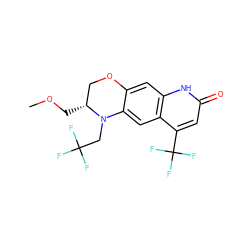 COC[C@@H]1COc2cc3[nH]c(=O)cc(C(F)(F)F)c3cc2N1CC(F)(F)F ZINC000029044598