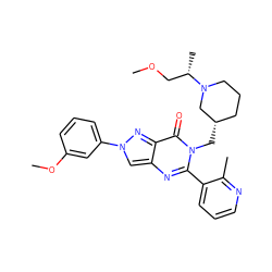 COC[C@H](C)N1CCC[C@H](Cn2c(-c3cccnc3C)nc3cn(-c4cccc(OC)c4)nc3c2=O)C1 ZINC000169329335