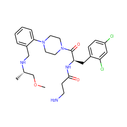 COC[C@H](C)NCc1ccccc1N1CCN(C(=O)[C@@H](Cc2ccc(Cl)cc2Cl)NC(=O)CCN)CC1 ZINC000036284854