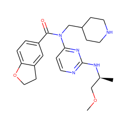 COC[C@H](C)Nc1nccc(N(CC2CCNCC2)C(=O)c2ccc3c(c2)CCO3)n1 ZINC000049116489