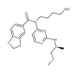 COC[C@H](C)Nc1nccc(N(CCCCN)C(=O)c2ccc3c(c2)CCO3)n1 ZINC000049070815