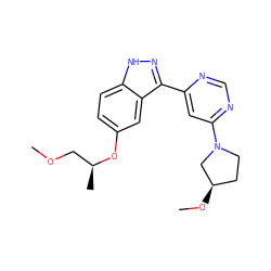 COC[C@H](C)Oc1ccc2[nH]nc(-c3cc(N4CC[C@@H](OC)C4)ncn3)c2c1 ZINC000225571579