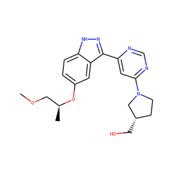 COC[C@H](C)Oc1ccc2[nH]nc(-c3cc(N4CC[C@H](CO)C4)ncn3)c2c1 ZINC001772641390