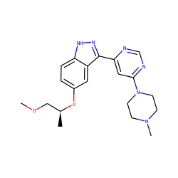 COC[C@H](C)Oc1ccc2[nH]nc(-c3cc(N4CCN(C)CC4)ncn3)c2c1 ZINC000225552490