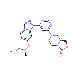 COC[C@H](C)Oc1ccc2[nH]nc(-c3cc(N4CCN5C(=O)OC[C@@H]5C4)ncn3)c2c1 ZINC000225566881