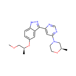 COC[C@H](C)Oc1ccc2[nH]nc(-c3cc(N4CCO[C@H](C)C4)ncn3)c2c1 ZINC000221131214