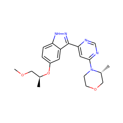 COC[C@H](C)Oc1ccc2[nH]nc(-c3cc(N4CCOC[C@H]4C)ncn3)c2c1 ZINC000225561861