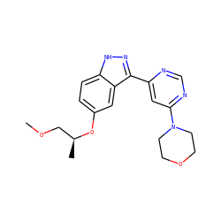 COC[C@H](C)Oc1ccc2[nH]nc(-c3cc(N4CCOCC4)ncn3)c2c1 ZINC000220971632