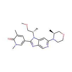 COC[C@H](C)n1c(-c2cc(C)c(=O)n(C)c2)nc2cnc(N3CCOC[C@@H]3C)cc21 ZINC001772611603