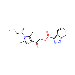 COC[C@H](C)n1c(C)cc(C(=O)COC(=O)c2[nH]nc3ccccc23)c1C ZINC000004823178