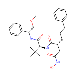 COC[C@H](NC(=O)[C@@H](NC(=O)[C@H](CCCc1ccccc1)CC(=O)NO)C(C)(C)C)c1ccccc1 ZINC000027645327