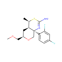 COC[C@H]1C[C@H]2[C@@H](C)SC(N)=N[C@@]2(c2ccc(F)cc2F)CO1 ZINC000210832258