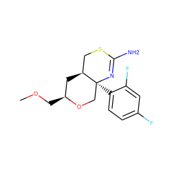 COC[C@H]1C[C@H]2CSC(N)=N[C@@]2(c2ccc(F)cc2F)CO1 ZINC000210843035