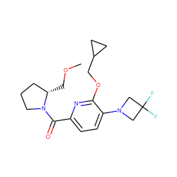 COC[C@H]1CCCN1C(=O)c1ccc(N2CC(F)(F)C2)c(OCC2CC2)n1 ZINC000146272650