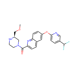 COC[C@H]1CN(C(=O)c2ccc3cc(Oc4ccc(C(F)F)cn4)ccc3n2)CCN1 ZINC001772616223