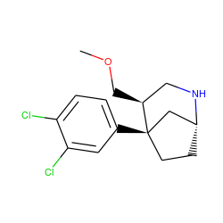 COC[C@H]1CN[C@@H]2CC[C@@]1(c1ccc(Cl)c(Cl)c1)C2 ZINC000043204773