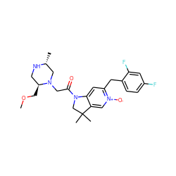 COC[C@H]1CN[C@H](C)CN1CC(=O)N1CC(C)(C)c2c[n+]([O-])c(Cc3ccc(F)cc3F)cc21 ZINC000221256927