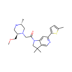 COC[C@H]1CN[C@H](C)CN1CC(=O)N1CC(C)(C)c2cnc(-c3ccc(C)s3)cc21 ZINC000219015285