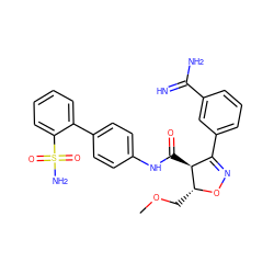 COC[C@H]1ON=C(c2cccc(C(=N)N)c2)[C@@H]1C(=O)Nc1ccc(-c2ccccc2S(N)(=O)=O)cc1 ZINC000100852264