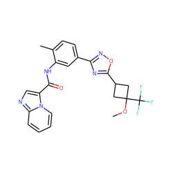 COC1(C(F)(F)F)CC(c2nc(-c3ccc(C)c(NC(=O)c4cnc5ccccn45)c3)no2)C1 ZINC000206119176