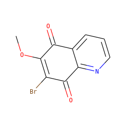 COC1=C(Br)C(=O)c2ncccc2C1=O ZINC000001674813