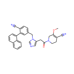 COC1=C(C#N)CCN(C(=O)Cc2cncn2Cc2ccc(C#N)c(-c3cccc4ccccc34)c2)C1 ZINC000013489047