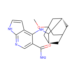 COC12CC3C[C@@H](C1)C(Nc1c(C(N)=O)cnc4[nH]ccc14)[C@@H](C3)C2 ZINC000201592472