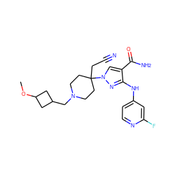 COC1CC(CN2CCC(CC#N)(n3cc(C(N)=O)c(Nc4ccnc(F)c4)n3)CC2)C1 ZINC000220951416