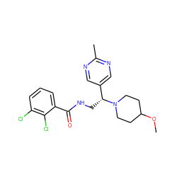 COC1CCN([C@H](CNC(=O)c2cccc(Cl)c2Cl)c2cnc(C)nc2)CC1 ZINC000207676248