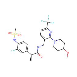 COC1CCN(c2nc(C(F)(F)F)ccc2CNC(=O)[C@@H](C)c2ccc(NS(C)(=O)=O)c(F)c2)CC1 ZINC000095578496