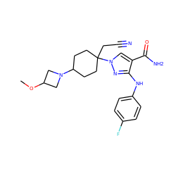 COC1CN(C2CCC(CC#N)(n3cc(C(N)=O)c(Nc4ccc(F)cc4)n3)CC2)C1 ZINC000219274300