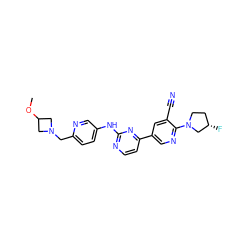 COC1CN(Cc2ccc(Nc3nccc(-c4cnc(N5CC[C@H](F)C5)c(C#N)c4)n3)cn2)C1 ZINC000221031740