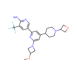 COC1CN(c2cc(C3CCN(C4COC4)CC3)cc(-c3cnc(N)c(C(F)(F)F)c3)n2)C1 ZINC000221270062