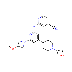 COC1CN(c2cc(C3CCN(C4COC4)CC3)cc(Nc3cc(C#N)ccn3)n2)C1 ZINC000220873912