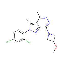 COC1CN(c2nnc(C)c3c(C)n(-c4ccc(Cl)cc4Cl)nc23)C1 ZINC000072112416