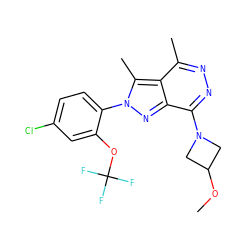 COC1CN(c2nnc(C)c3c(C)n(-c4ccc(Cl)cc4OC(F)(F)F)nc23)C1 ZINC000072108461