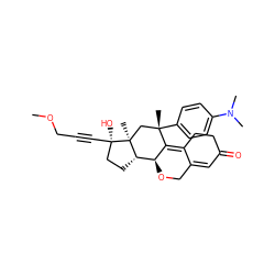 COCC#C[C@]1(O)CC[C@H]2[C@@H]3OCC4=CC(=O)CCC4=C3[C@@](C)(c3ccc(N(C)C)cc3)C[C@@]21C ZINC000028703600