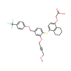 COCC#CCOc1cc(COc2ccc(C(F)(F)F)cc2)ccc1Sc1ccc(OCC(=O)O)c2c1CCCC2 ZINC000042807188