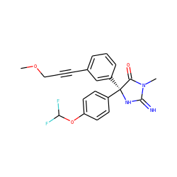 COCC#Cc1cccc([C@@]2(c3ccc(OC(F)F)cc3)NC(=N)N(C)C2=O)c1 ZINC000064512890