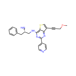 COCC#Cc1csc2c(NC[C@@H](N)Cc3ccccc3)nc(-c3ccncc3)nc12 ZINC000223688194