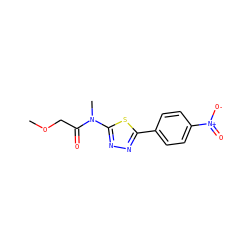 COCC(=O)N(C)c1nnc(-c2ccc([N+](=O)[O-])cc2)s1 ZINC000001348918