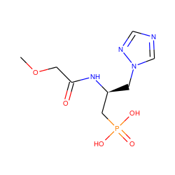 COCC(=O)N[C@@H](Cn1cncn1)CP(=O)(O)O ZINC000026178215