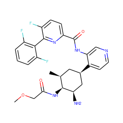 COCC(=O)N[C@H]1[C@@H](C)C[C@@H](c2ccncc2NC(=O)c2ccc(F)c(-c3c(F)cccc3F)n2)C[C@H]1N ZINC000149157438