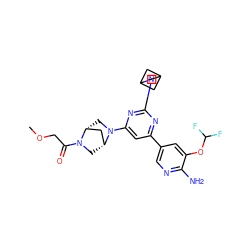 COCC(=O)N1C[C@@H]2C[C@H]1CN2c1cc(-c2cnc(N)c(OC(F)F)c2)nc(N2CC3CC2C3)n1 ZINC000221343844