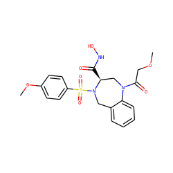 COCC(=O)N1C[C@H](C(=O)NO)N(S(=O)(=O)c2ccc(OC)cc2)Cc2ccccc21 ZINC000001490492