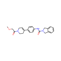 COCC(=O)N1CC=C(c2ccc(NC(=O)N3Cc4ccccc4C3)cc2)CC1 ZINC000166102333